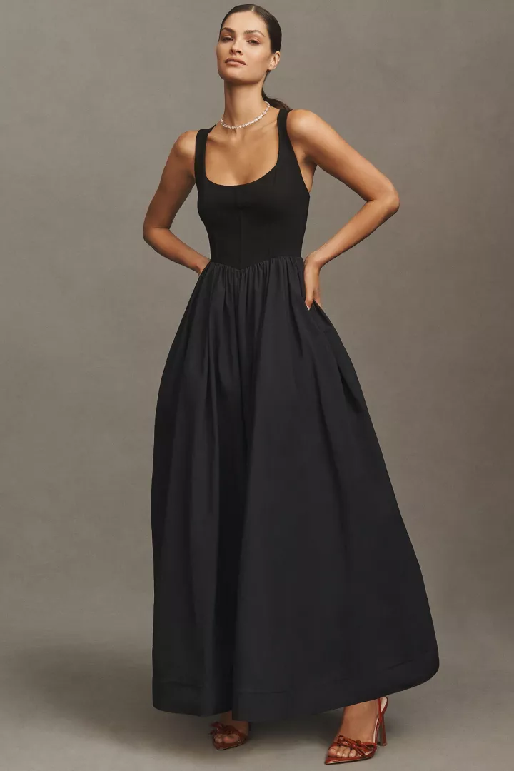 BHLDN Jemma Scoop-Neck Fit & Flare Maxi Dress