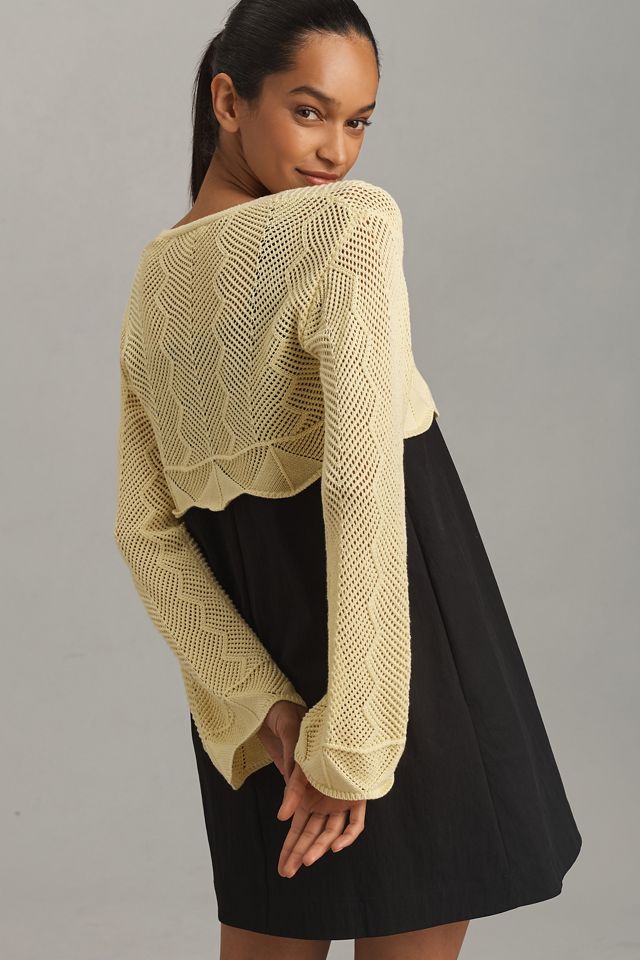 Cardigan Court Blanc Plat Ondulé #1