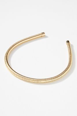 By Anthropologie Ribbed Metal Headband In Gold