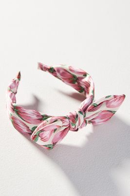 By Anthropologie Rosebud Bow Headband In Pink