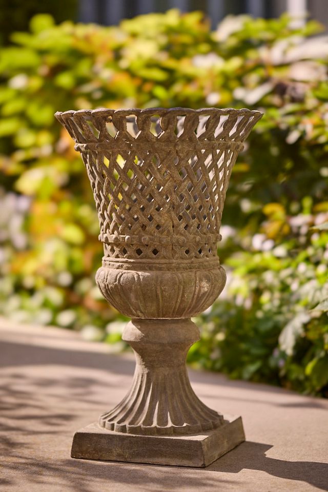 Cast Iron Lattice Urn #2