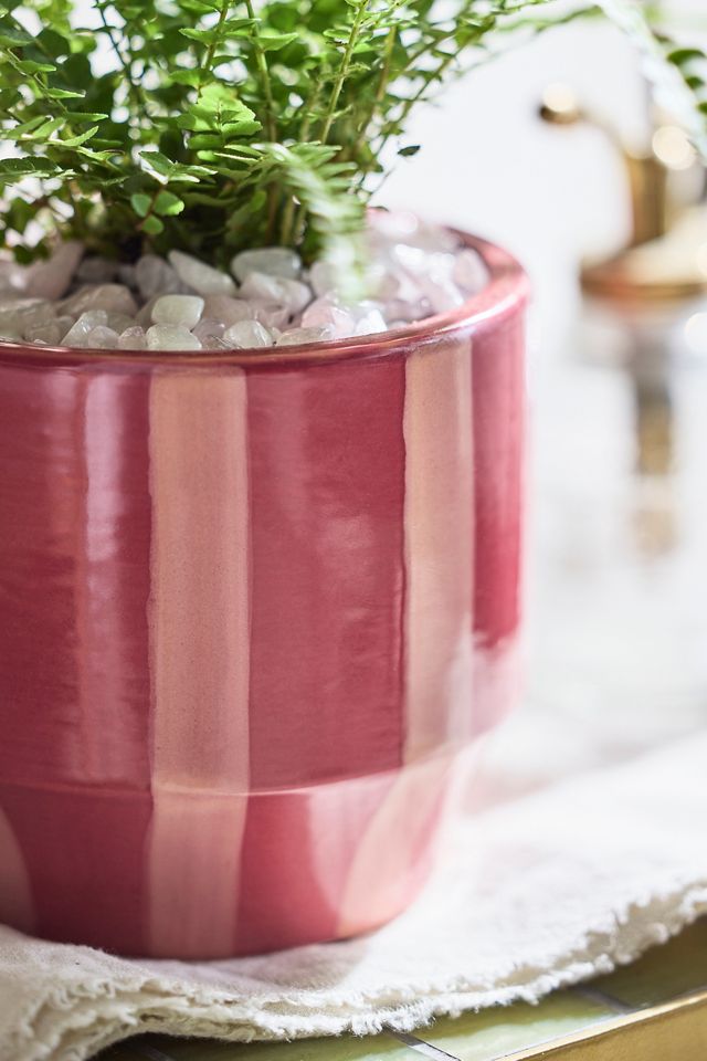 Vertical Stripe Glazed Ceramic Pot #1