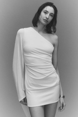 Katie May Audrey One-shoulder Ruched Mini Dress In White