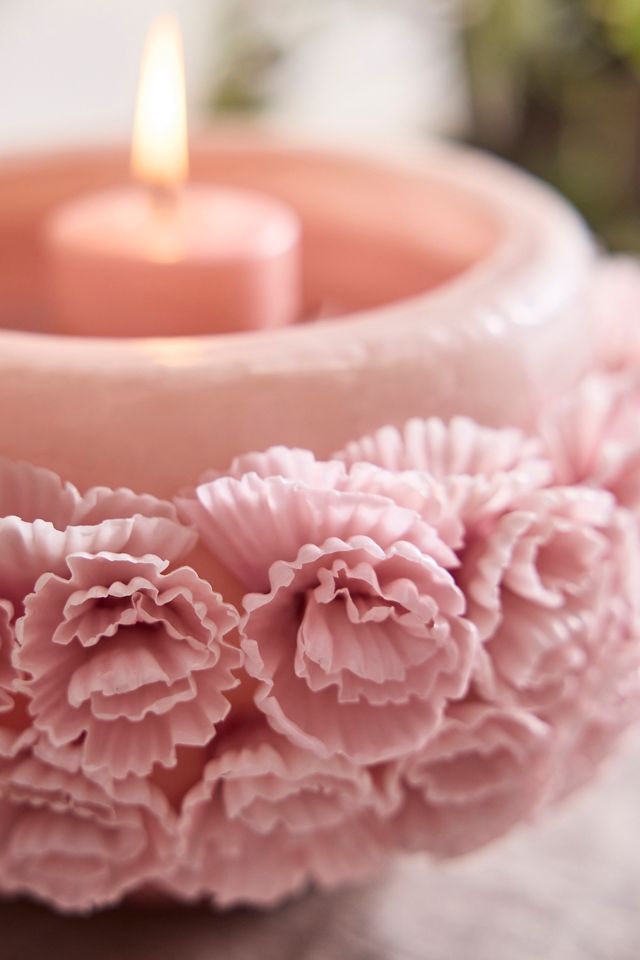 Oaxacan Floral Bowl with Candle, Rose #1
