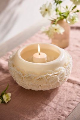 Oaxacan Floral Bowl with Candle, Ivory