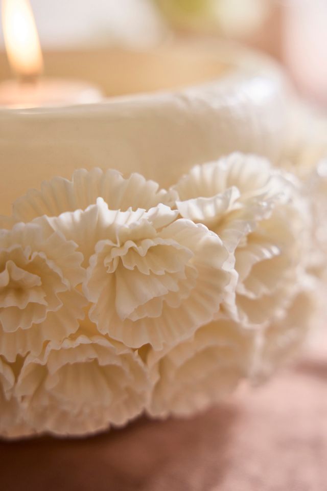 Oaxacan Floral Bowl with Candle, Ivory #1