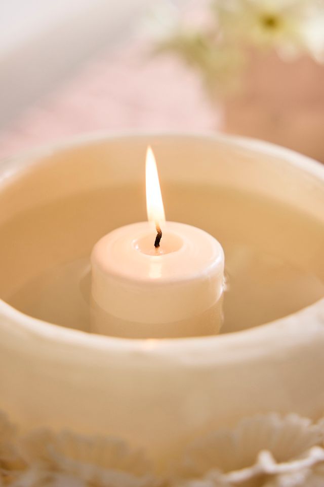Oaxacan Floral Bowl with Candle, Ivory #2