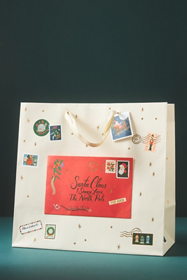 Anthropologie Letters To Santa Gift Bag In Beige