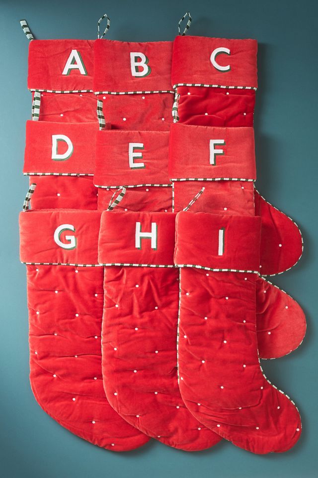 Milo Velvet Monogram Stocking #1
