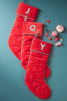 Shop Anthropologie Milo Velvet Monogram Stocking