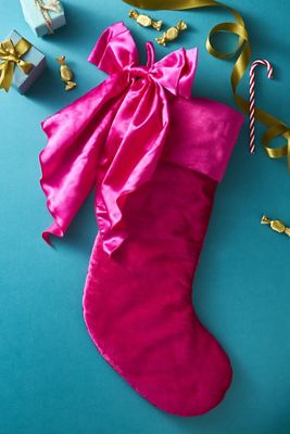 Bas de Noël en Velours avec Nœud