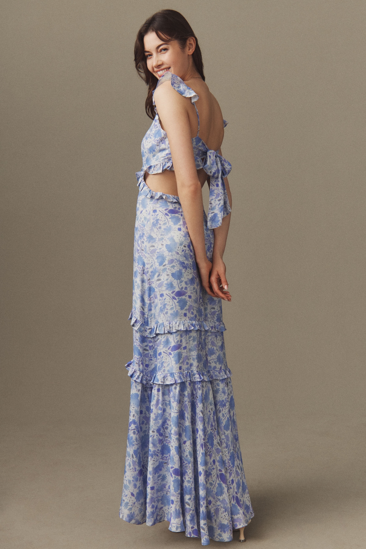 ASTR The Label Cassis Floral Ruffle Maxi Dress