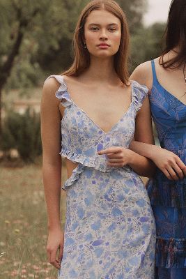 ASTR The Label Cassis Floral Ruffle Maxi Dress | Anthropologie