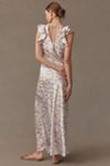astr the label satin flutter-sleeve floral maxi dress Floral Flutter Sleeve Satin Maxi Dress (Women)