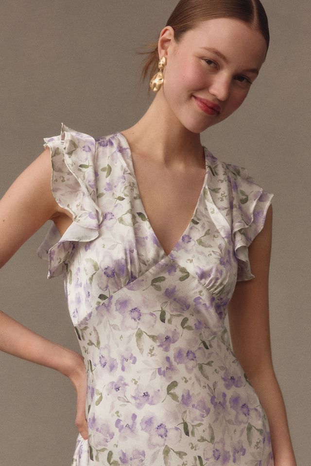 ASTR The Label Satin Flutter-Sleeve Floral Maxi Dress #2