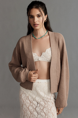 FLAT WHITE THE LIVVY WAFFLE KNIT CARDIGAN SWEATER BY FLAT WHITE 