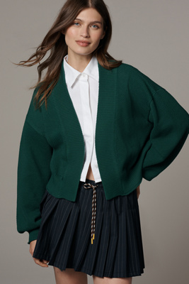 Flat White The Livvy Waffle Knit Cardigan By  In Green