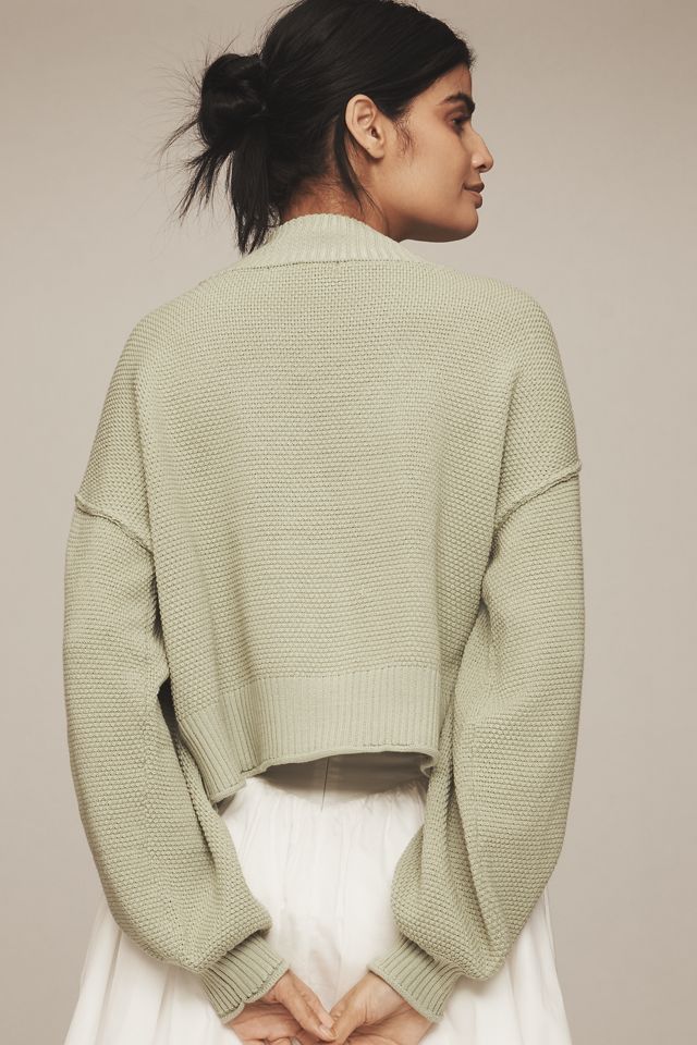 Flat White Livvy Waffle Knit Cardigan Sweater