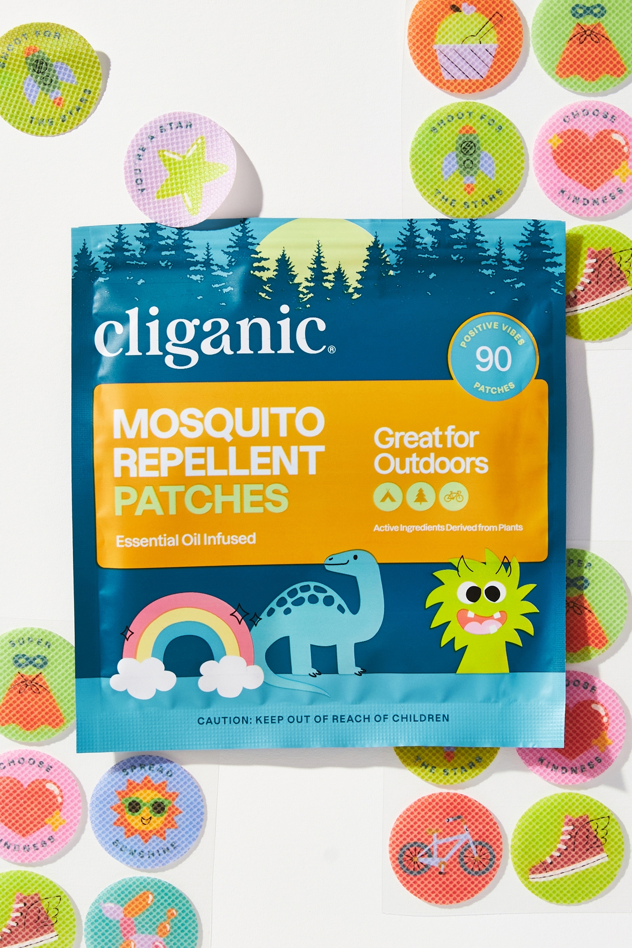 Cliganic Mosquito Repellent Positive Vibes Patches, 90 Pack