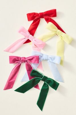 Velvet Bow Clip-On Ornaments, Set of 6