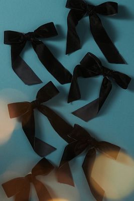 Velvet Bow Clip-On Ornaments, Set of 6