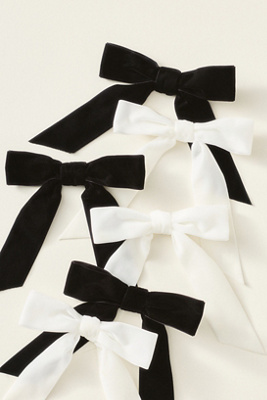 Anthropologie Velvet Bow Clip-on Ornaments, Set Of 6 In Black