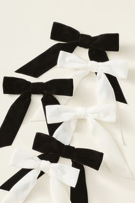 Velvet Bow Clip-On Ornaments, Set of 6