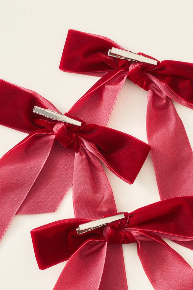 Velvet Bow Clip-On Ornaments, Set of 6 #1