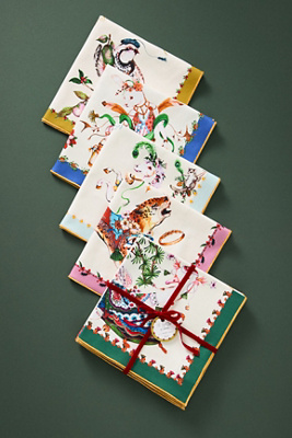 Phannapast Taychamaythakool x Anthropologie Twelve Days of Christmas Cotton Napkins, Set of 12