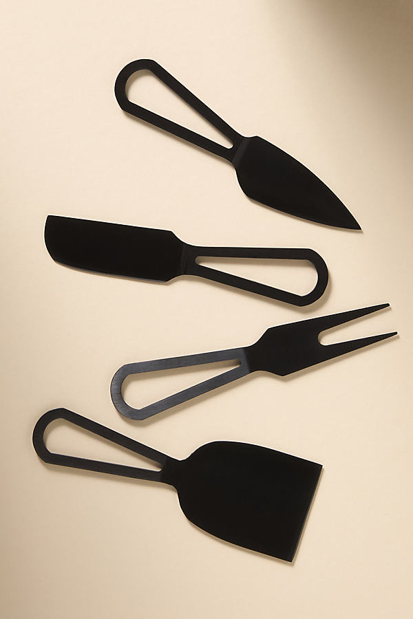 Anthropologie Cheese Knives, Set Of 4 In Black