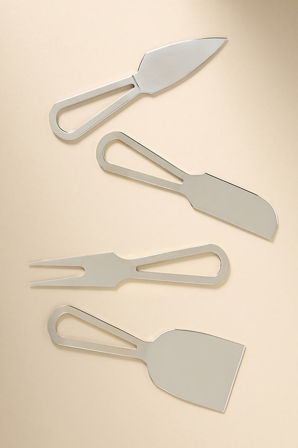 Anthropologie Cheese Knives, Set Of 4 In Gray