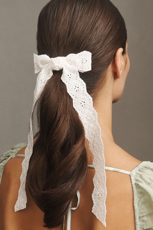 Eyelet Lace Oversized Hair Bow #1