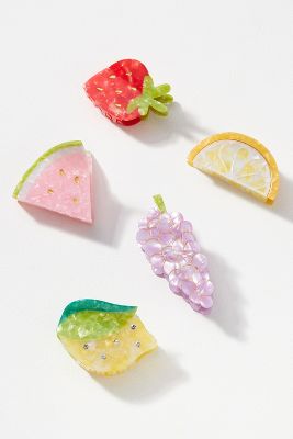 Frasier Sterling Fruit Hair Claw Clips, Set Of 5 In Multicolor