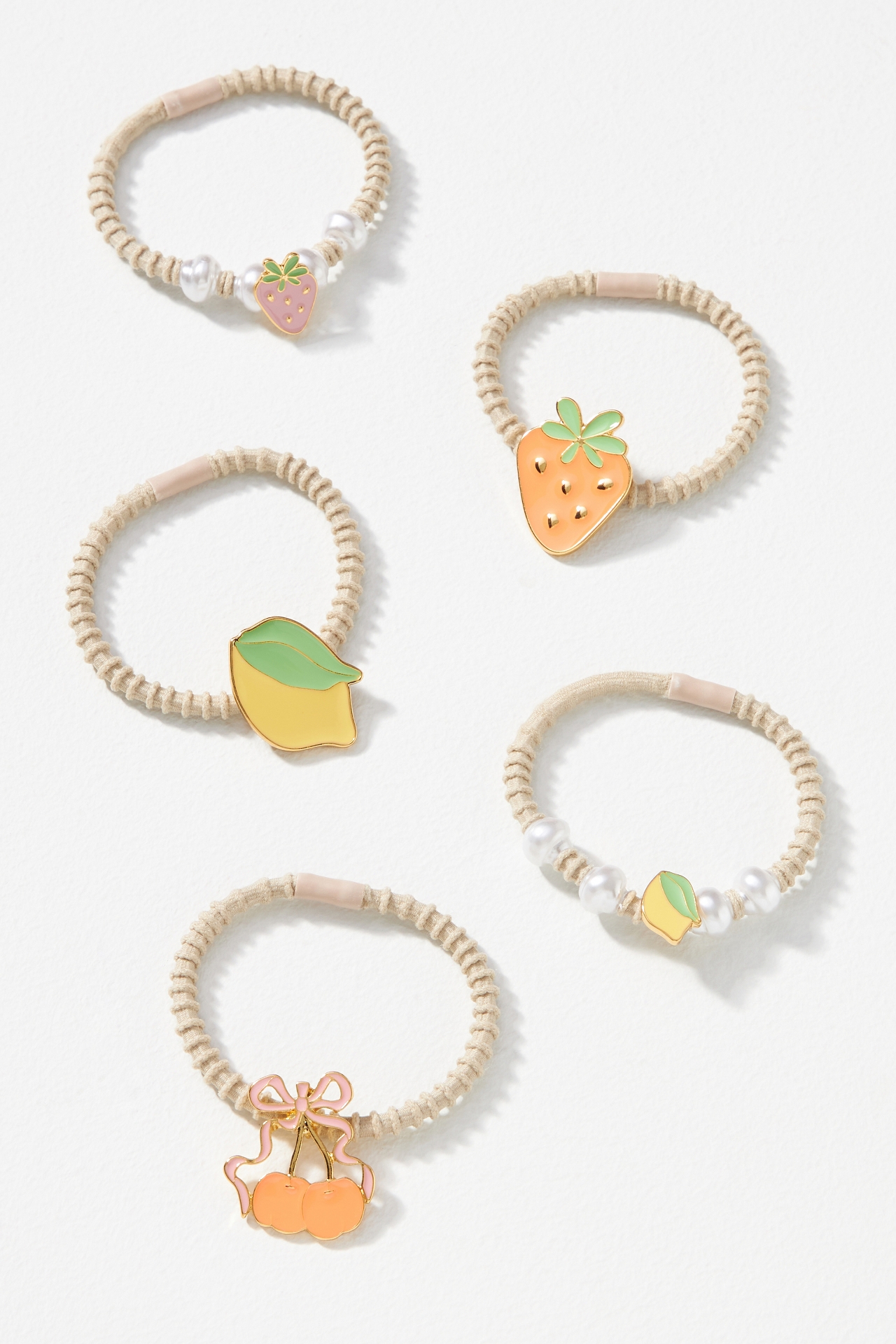 Frasier Sterling Mixed Fruit Hair Ties, Set of 5