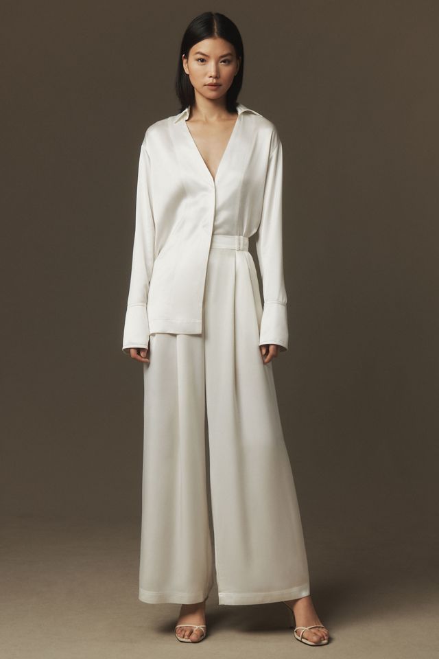 Acler Fagan Satin Full-Length Wide-Leg Pants #3