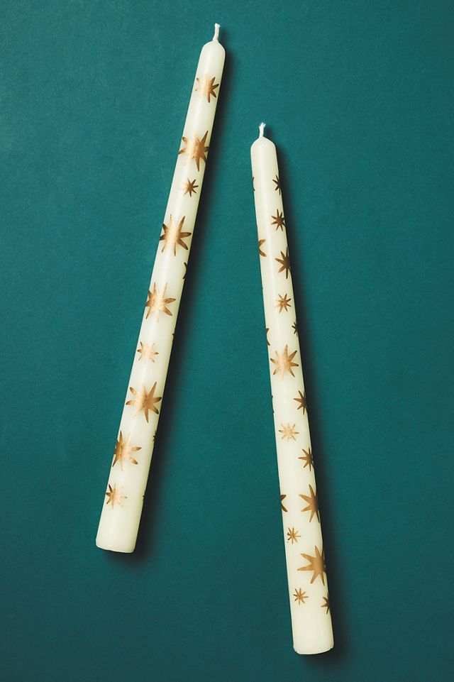Handpainted Star Taper Candles, Set Of 2 #1