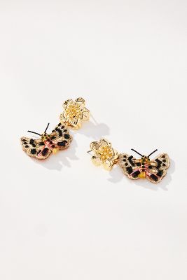 Shop Mignonne Gavigan Beck Butterfly Drop Earrings In Beige
