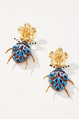 Shop Mignonne Gavigan Sahara Beetle Beaded Drop Earrings In Blue