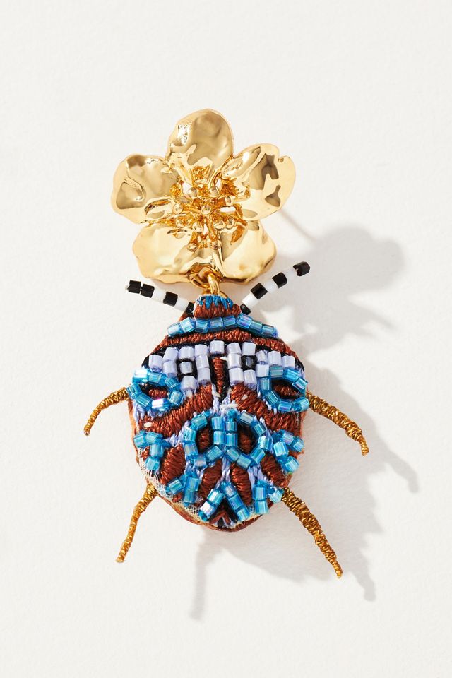 Mignonne Gavigan Sahara Beetle Beaded Drop Earrings #1