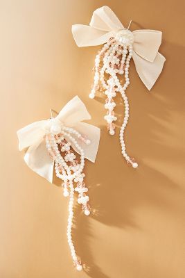 Shop Sister Jane Pirouette Bow Earrings In White