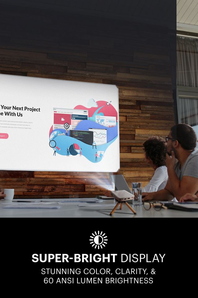 White Ultra Mini Pocket DLP Projector with Wi-Fi and HDMI