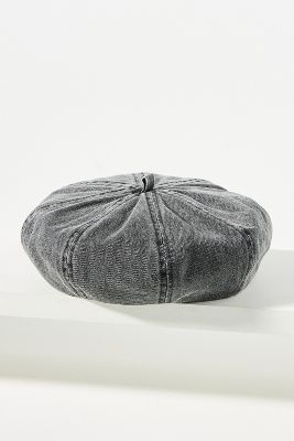 Anthropologie Embellished Washed Denim Bucket Hat In Black