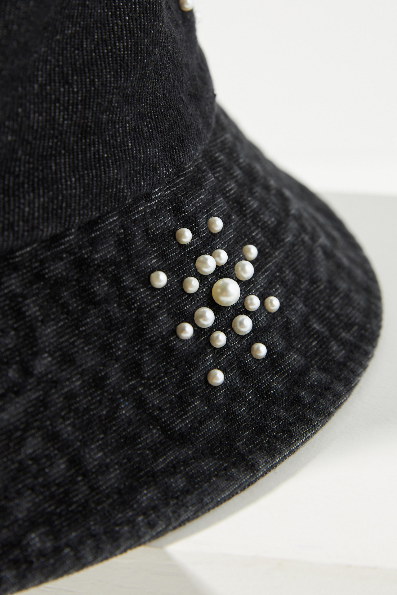 Embellished Washed Denim Bucket Hat