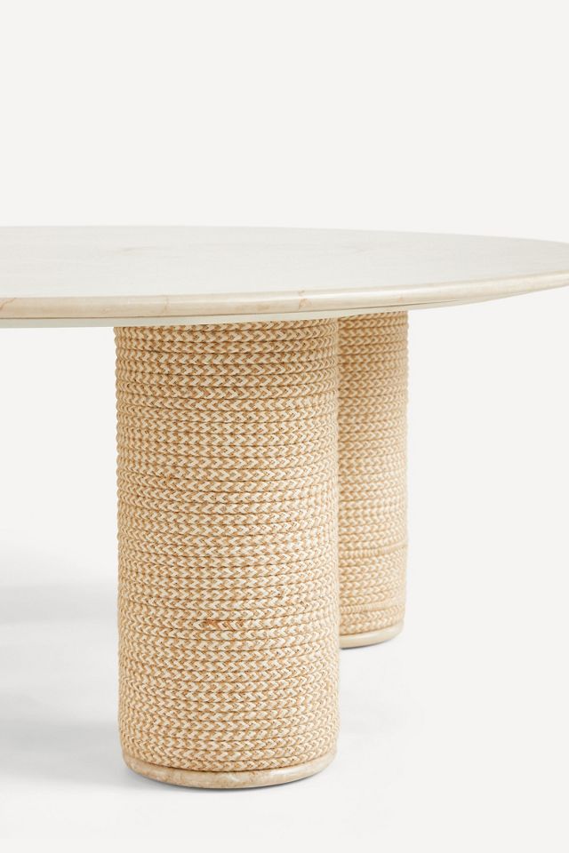 Atlas Marble and Jute Round Coffee Table #1