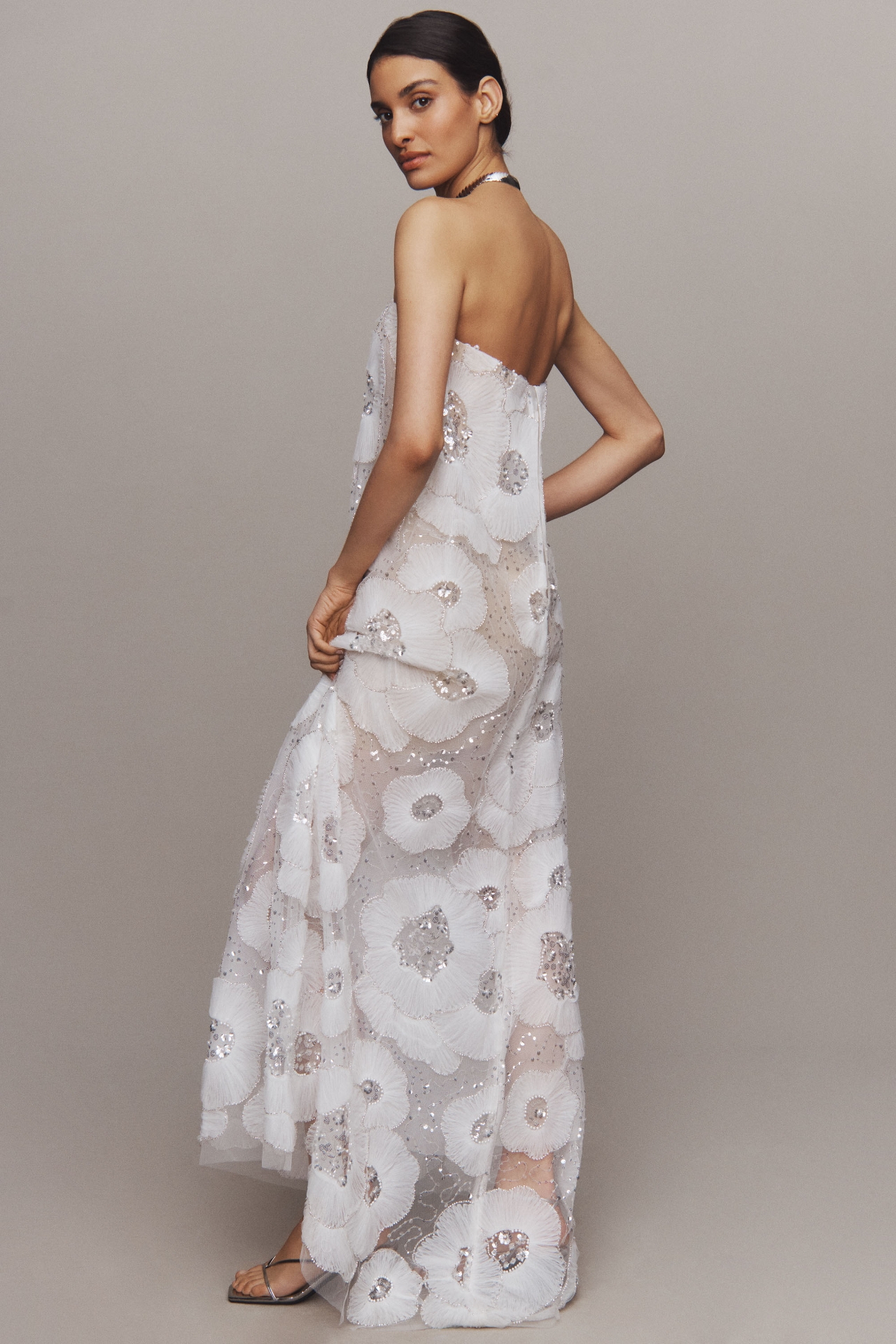 Helsi Margot Strapless Floral Sequin Maxi Dress