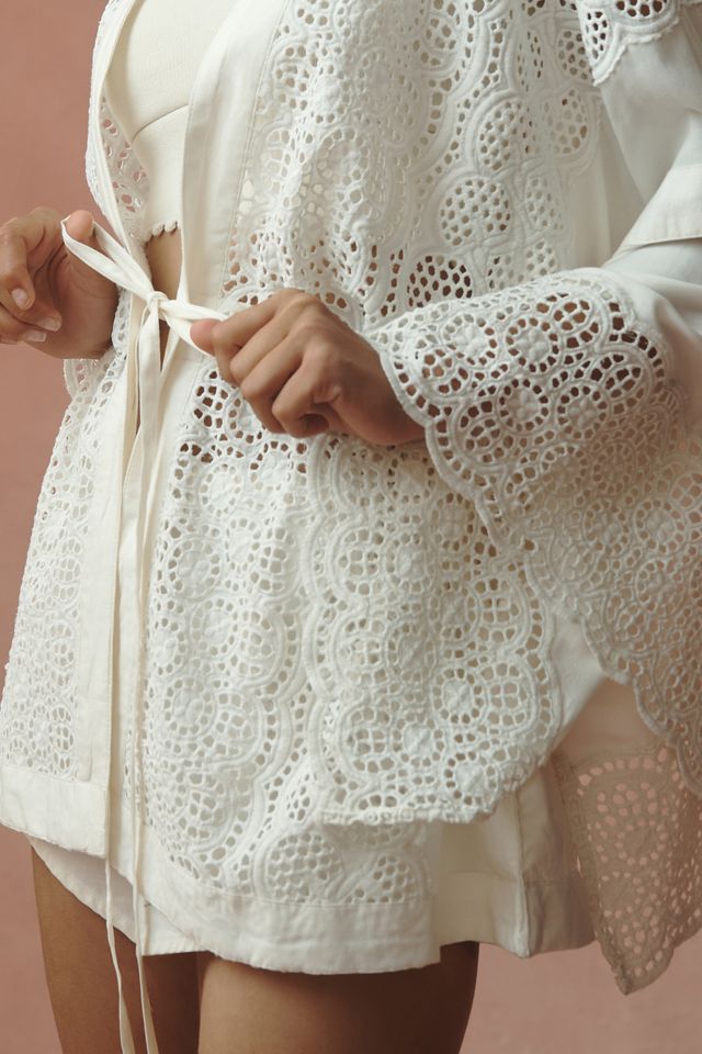 By Anthropologie Eyelet Tie-Front Top #3