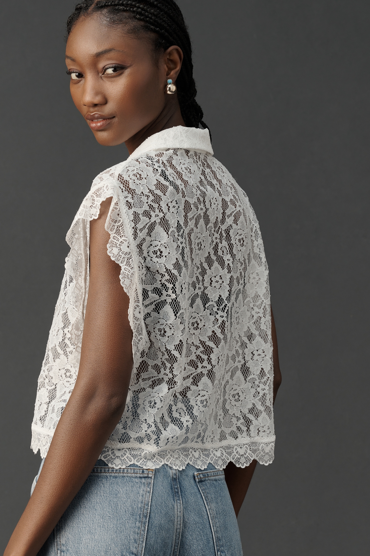 By Anthropologie Collared Lace Vest