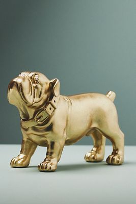 ANTHROPOLOGIE GOLD BULLDOG DECORATIVE OBJECT 
