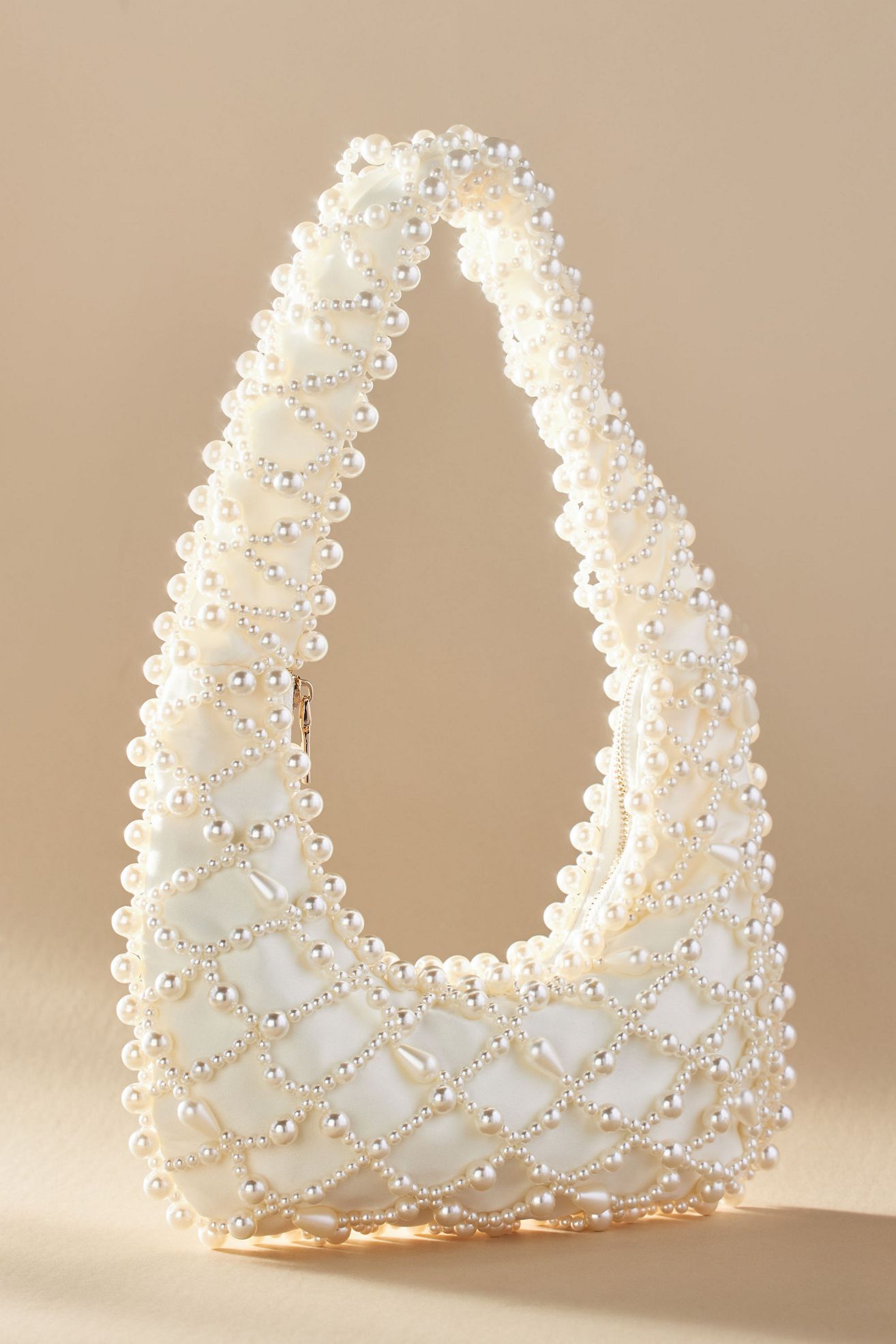 Wedding Day Bag!! - Lucy Satin Pearl Handbag - Pearl, One Size