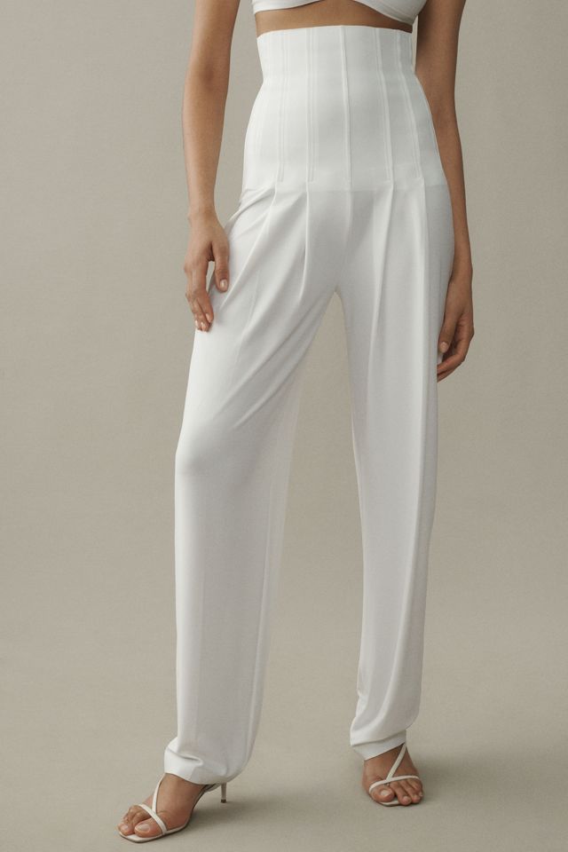 Norma Kamali High-Waist Tailored Pleated Wide-Leg Pants #1